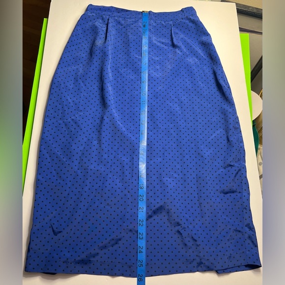 Vintage Jonathan Martin Royal Blue Polkadot Pencil Skirt Size 4 - Picture 4 of 10